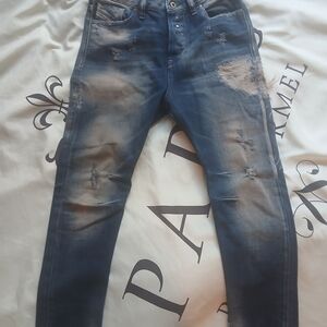 Diesel Blue Slim Boyfriend Jeans with Distressed  Details
